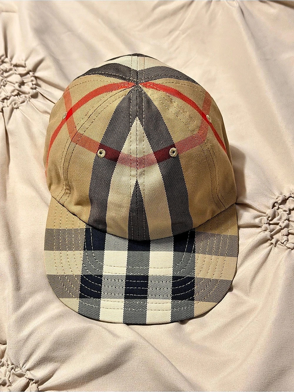 Burberry Vintage Check Cotton Baseball Cap Tan & Black